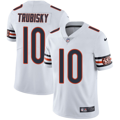 Nike Bears #10 Mitchell Trubisky White Men's Stitched NFL Vapor Untouchable Limited Jersey - Click Image to Close